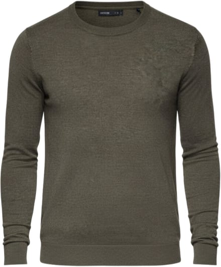 OMBRE Trui - Regular Fit - Viscose - Lange Mouw Olijfgroen Gemêleerd S
