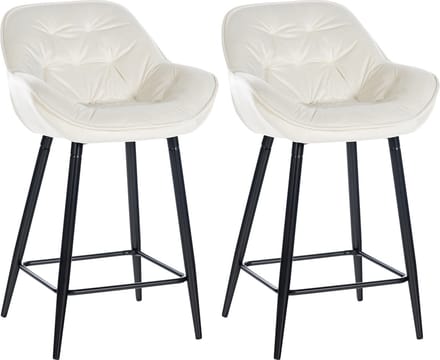 CLP Gibson 76 Set van 2 barkrukken - Met armleuning - Met rugleuning - Fluweel - Velvet - creme