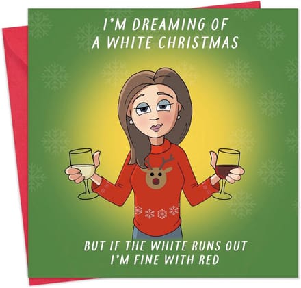 Grappige kerstkaart met wijn voor dames en heren