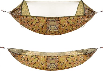 Kampeerhangmat met net - Buitenbed - Ontspannen buiten - Scheurvast nylon - 2 persoons - Bos camouflage