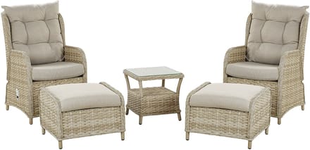 PONZA - Loungeset voor 2 - Taupe - PE rotan