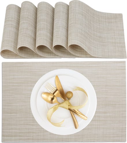 placemat set van 6 - 45x30 cm - afwasbaar - hittebestendig - onderlegger - crème