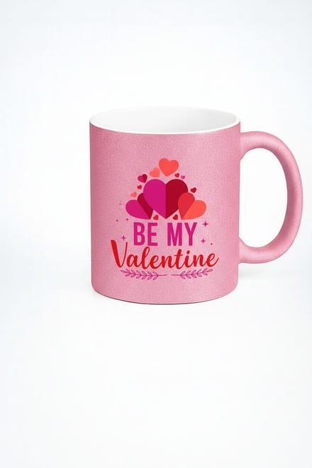 Valentijn Mok Roze Glitter 'Be My Valentine' - Romantisch Cadeau Liefdesmok