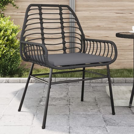 vidaXL - Tuinstoelen - 2 - st - met - kussens - poly - rattan - zwart