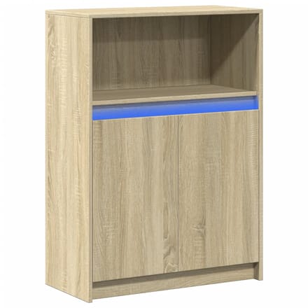 vidaXL - Dressoir - met - LED - 72x34x100 - cm - bewerkt - hout - sonoma - eikenkleurig