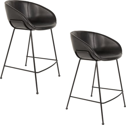 Zuiver Feston Barkrukken rugleuning 65 cm Zwart - Set van 2