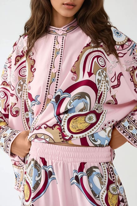Geprinte Top & Hoge Taille Wijde Pijpen Twee-Delige Set