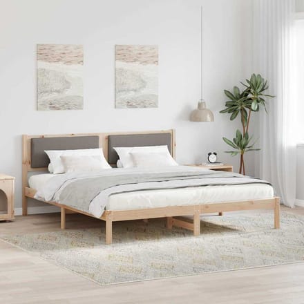 vidaXL - Bedframe - met - hoofdeinde - Taupe - 180 - x - 200 - cm - Massief - grenenhout