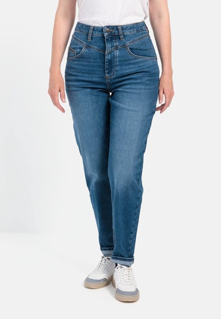 camel active Mom Fit 5-Pocket Jeans - Maat womenswear-32/32 - Donker blauw
