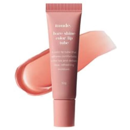 mude - Bare Shine Color Lip Tube - 2 Colors #01 Peach Glaze