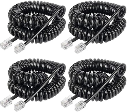 Solidchoice - Telefoon Kabelset van 4, 2.5 Meter Spiralkabel