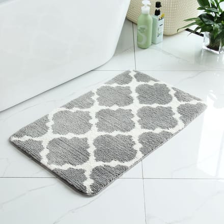 Badmat - Antislip, wasbaar, hoogpolig, pluizig microvezel, grijs, 40x60cm
