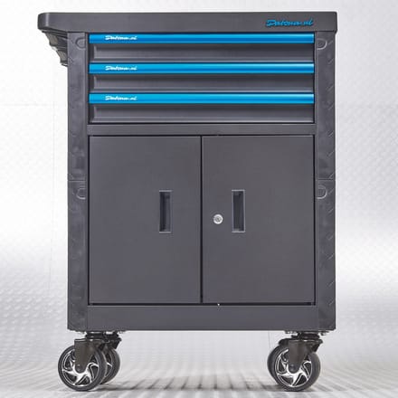 Datona® Gereedschapswagen met 3 laden en kast - Zwart