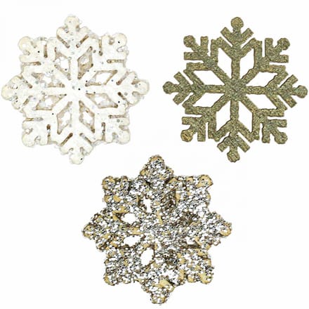 Sneeuwvlokken hout glitter mix Ø2cm 144st, 144 Stück