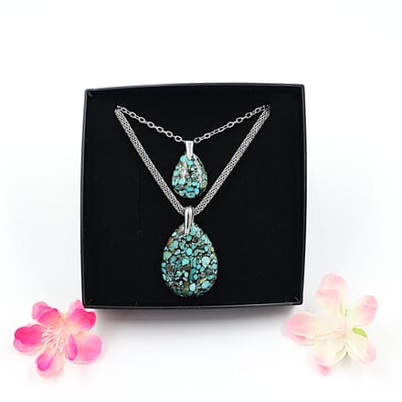 Moeder en Kind set ketting Turkoois