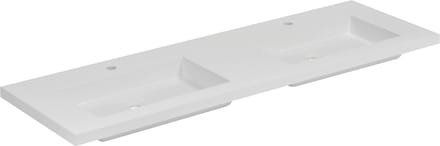 Saqu Straight wastafel mineraalmarmer 160x51cm 2 bakken Glanzend wit