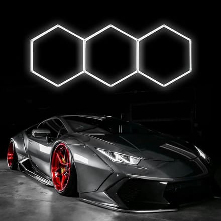 Hexagon LED Lamp - Honingraat Verlichting - Werkplaats Verlichten - Koppelbaar DIY Ontwerp - 3 Hex - Wit