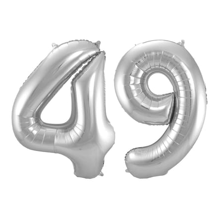 Folieballon 49 jaar - Zilver - 86 cm