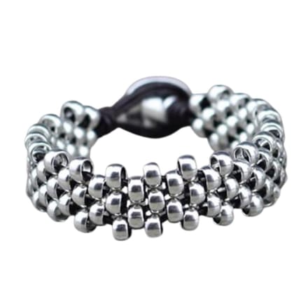 Marama - armband Dayz donkerbruin leer - knoopsluiting - unisex