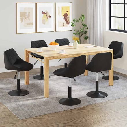 vidaXL - Eetkamerstoelen - 6 - st - draaibaar - fluweel - zwart