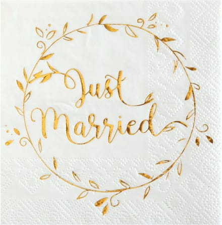 Santex Servetten Just Married goud - 20 stuks
