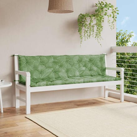 vidaXL - Tuinbankkussens - 2 - st - bladpatroon - 200x50x7 - cm - stof