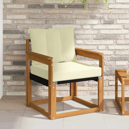 vidaXL - Buitensofa - Massief - Acaciahout - en - Textilene - Natuurlijk - en - Crème