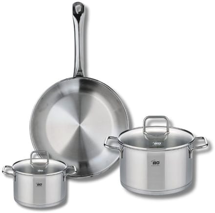 Set van 1 Koekenpan 24 cm en 2 kookpotten 12 en 16 cm Elo Profi Citrin