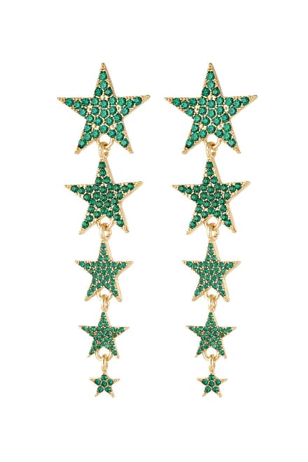 YWG - Shooting stars oorbellen - Goud/Groen