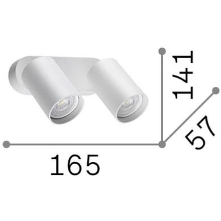 IDEAL LUX wandspot Dynamite Round, wit, 16,5 cm, 2-lamps
