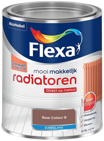 Flexa - Mooi Makkelijk Radiatoren Zijdeglans - Raw Colour 8 - Mengverf - 750 Ml