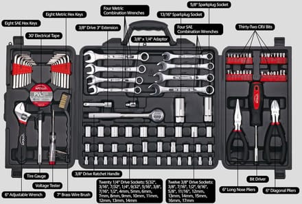 Gereedschapsset - Mechanisch gereedschap - Noodreparaties - 101 Delig - Compacte koffer - Zwart