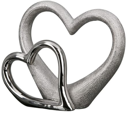 Gilde Handwerk - Beeld - Sculptuur - Two hearts - Porselein- Zilver