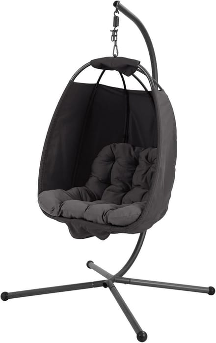 Comfortabele Inklapbare Hangstoel met Frame voor Buiten en Binnen - Donkergrijs