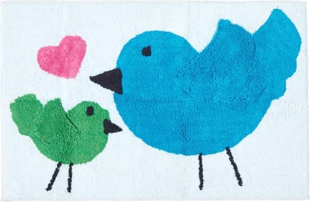 Homescapes kindervloerkleed vogels met hartje 100% katoen