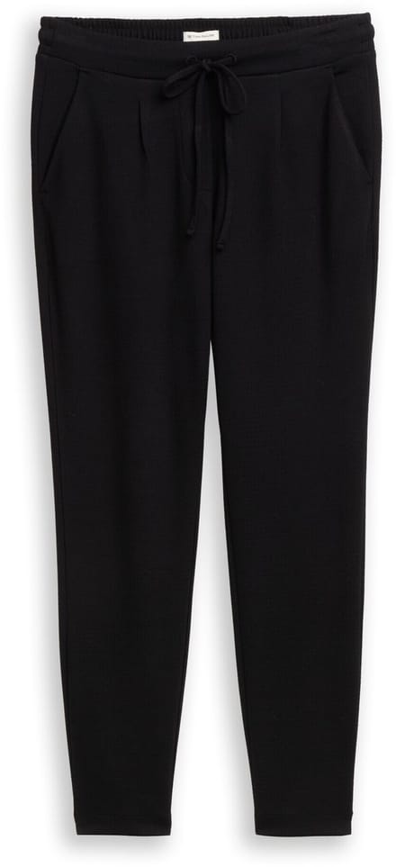 Tom Tailor - Losse, slanke jacquardbroek met trekkoord - Maat 34/30 - deep black