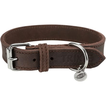 Trixie Rustic fatleather Halsband S-M: 34-40 cm/25 mm dark Bruin