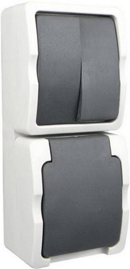 Ratio Schuko Stopcontact en Dubbele Schakelaar - Opbouw, IP54