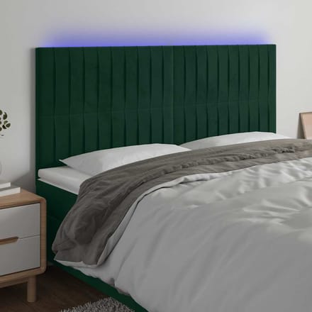 vidaXL - Hoofdbord - LED - 180x5x118/128 - cm - fluweel - donkergroen