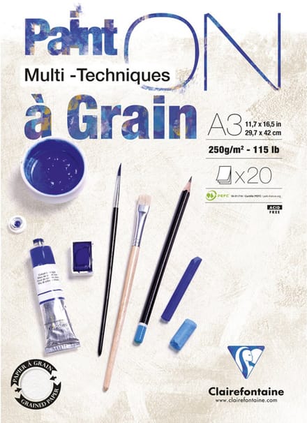 Clairefontaine Paint’ON A3 Blok – À Grain – 250 g/m² – Multi-Techniques Papier voor Diverse Materialen