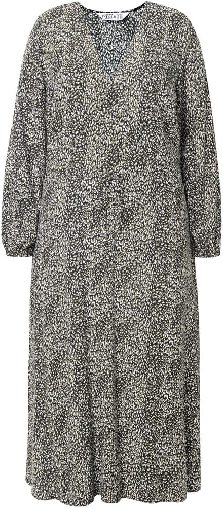 Studio Untold - Dames - Maxi-jurk A-lijn luipaardprint wikkellook - Donkerolijf - Maat 42+