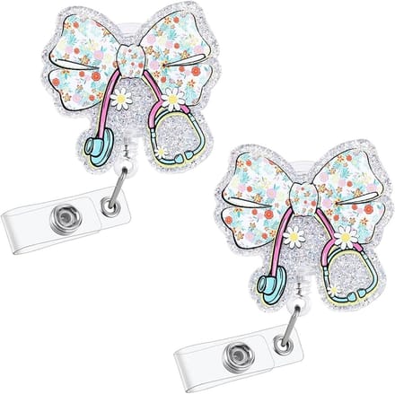 Badgehouder Set - ID Clip - Werk Zichtbaar - Intrekbaar Koord - 2 Stuks - Bloemig