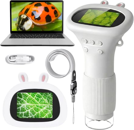 Digitale microscoop met display 1000x voor kinderen, draagbaar, foto's en video, LED USB