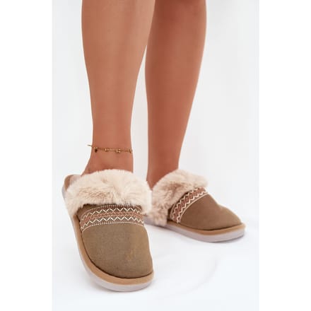 Cozy Stitch Slippers - Olijfkleur / 40/41