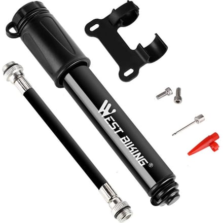 Draagbare Fietspomp Aluminium Bandenbuis Mini Hogedruk Handpomp Inflator Fietsbandpomp zwart
