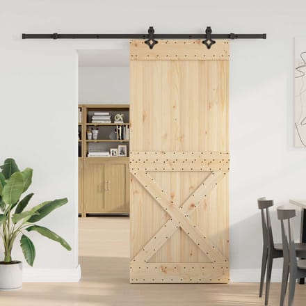 vidaXL - Schuifdeur - NARVIK - Naturel - en - Zwart - 95 - x - 210 - cm - (213,5 - cm)