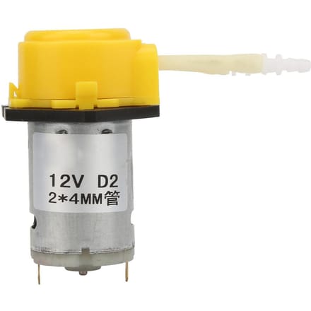 Pompe Péristaltique Micro Eau Liquide Jaune DC12V Pour Aquarium Laboratoire Analytique 2*4mm yellow