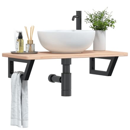 vidaXL - Badkamer - wandschap - staal - en - massief - eikenhout