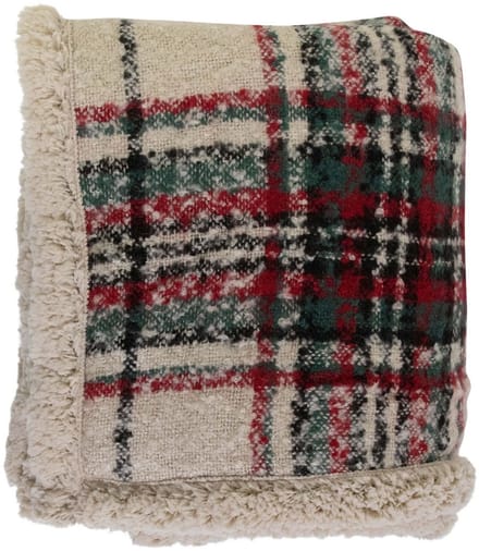 Plaid ruit boucle groen 130x170cm