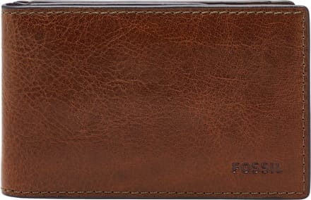 FOSSIL Leren Portemonnee Andrew Magnetic Bifold Cognac Bruine